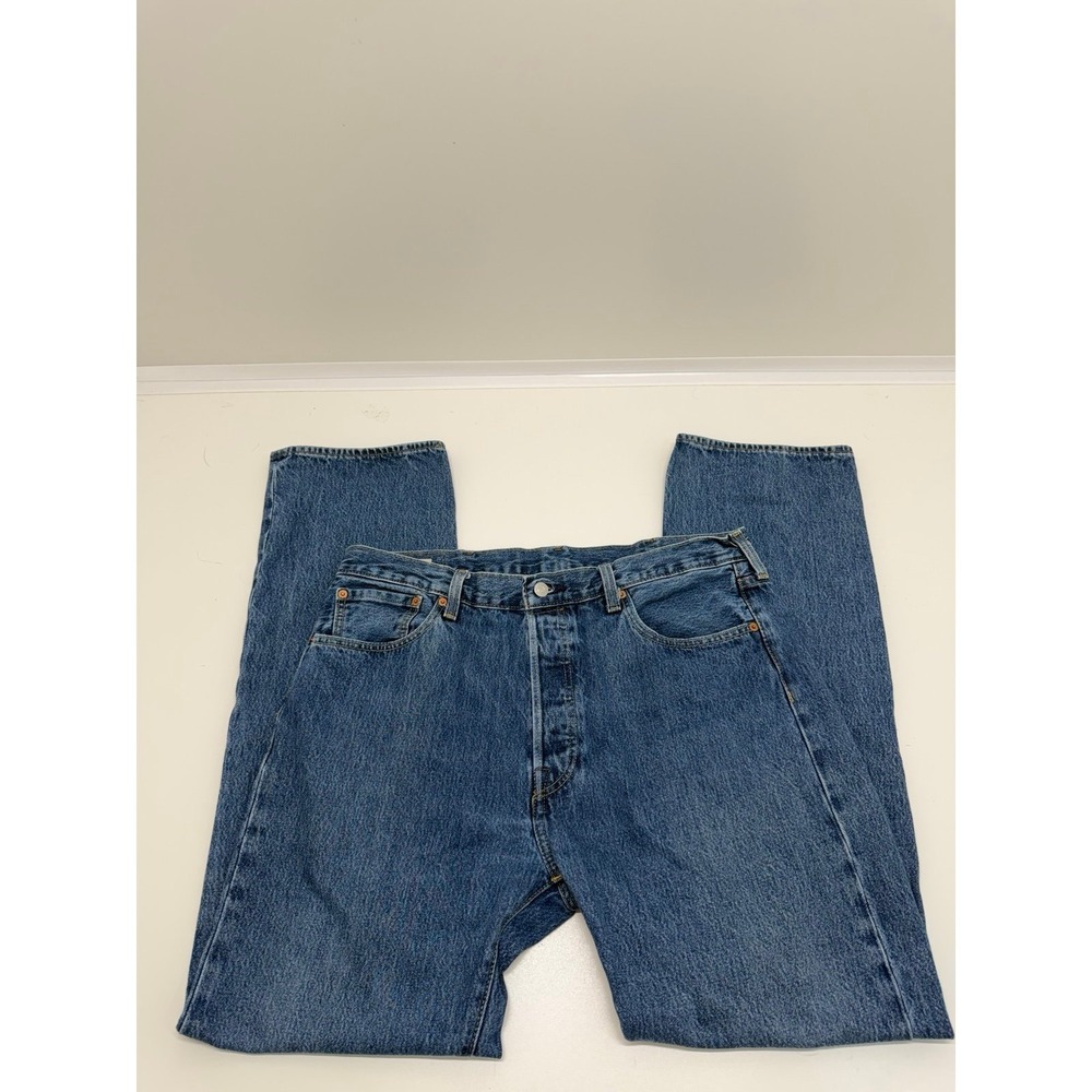 Levi's Jeans Men's 38 Blue 501 Premium Dark Wash Button Fly Straight Denim 38x34 - Picture 3 of 10